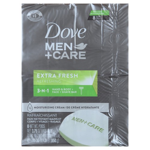 Dove Men+Care Extra Fresh Body and Face Bar, 4 oz, 8 Bar - Picture 2 of 9