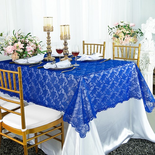 Wedding Linens Inc.54" x108" Rectangular Lace Table Overlays Toppers Tablecloths - Picture 12 of 26