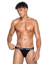 Playboy Men's Modal Gym Jockstrap Black/White