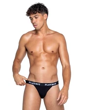 Playboy Men's Modal Gym Jockstrap Black/White