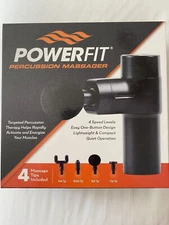 Powerfit Percussion Massager 4 Speed Levels, 4 Massage Tips, Black