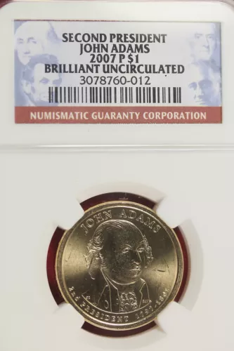 2007-P NGC Brilliant Uncirculated John Adams Presidental Dollar!! #B0859