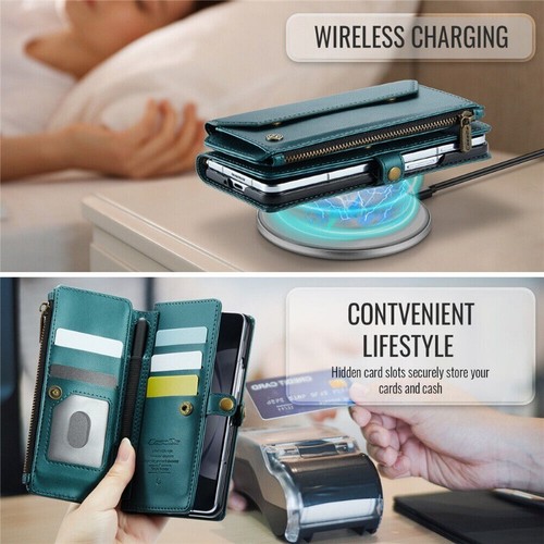 For Samsung Galaxy Z Fold 7 6 5 4 3 Case Wallet Holder Leather Shockproof Cover - Picture 39 of 71