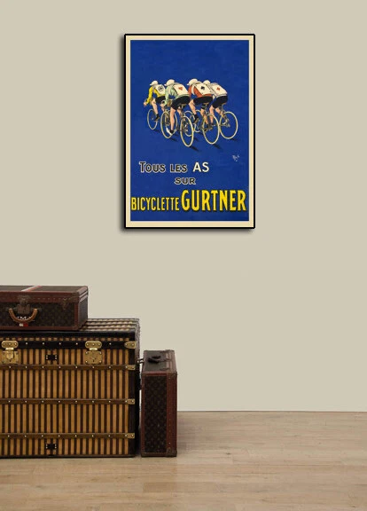 Póster francés de ciclismo estilo vintage 1918 "Bicyclette Gurtner" - 24x36 Foto 3 de 3