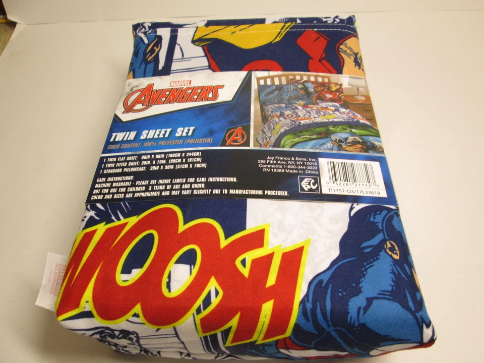 Nuevo Juego de Sábanas Gemelas 3 Piezas Marvel Avengers Fwoosh Blam Súper Suave Nuevo Foto 2 de 4