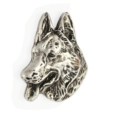 Deutscher Sch&auml;ferhund  - Versilberte Hundebrosche, elegante Anstecknadel, Jacken