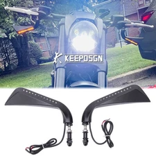 Side Mirror LED Turn Signal Amber Light For Harley Sportster Iron V-Rod Softail