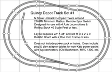 N Kato Track Set 2' X 3' , 15' of Track / Trams, Trolleys, 4 Axle Locos QDTS-1