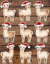 Christmas Llama Die Cut Vinyl Stickers Set Scrapbooking Laptop Waterbottle