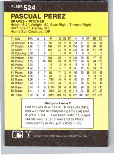 1986 Fleer Baseball Complete Your Set You Pick Choose #496 - 660 - Picture 59 of 295