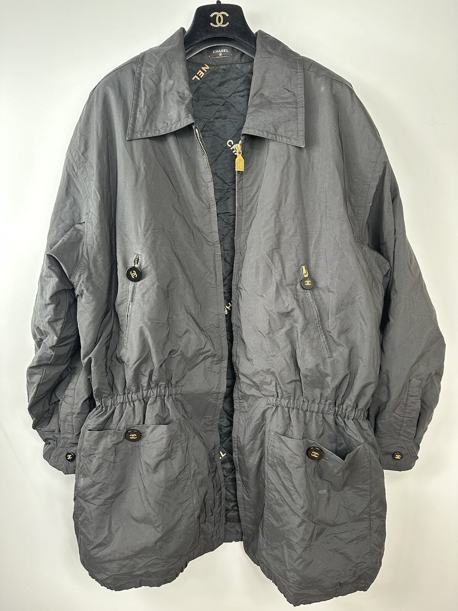 CHANEL 90s リバーシブルジャケット Chanel Vintage 1992 Black Logo 90s Coat 42 44 46 10 12 14