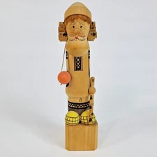 Folk Art Russian Carved Wood Hiking Statue Figure Vintage  Pre 1979 8.5" USSR