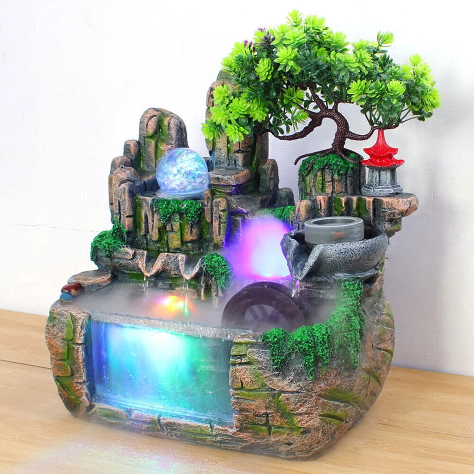 Table Indoor Fountain Fountain Garden Fountain with LED Lighting Plant - Image 4 of 4