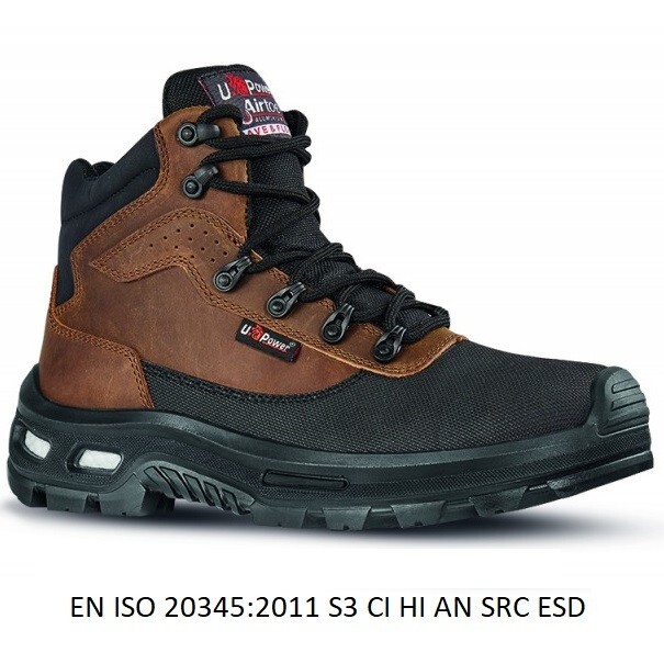 Botas de seguridad para hombre U-Power Floyd ESD S3 punta compuesta zapatos de cuero talla