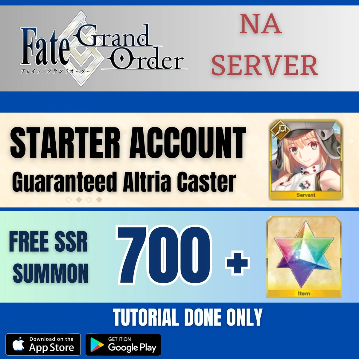 NA SERVER ] Fate Grand Order Altria Caster + 700 SQ FGO STARTER.