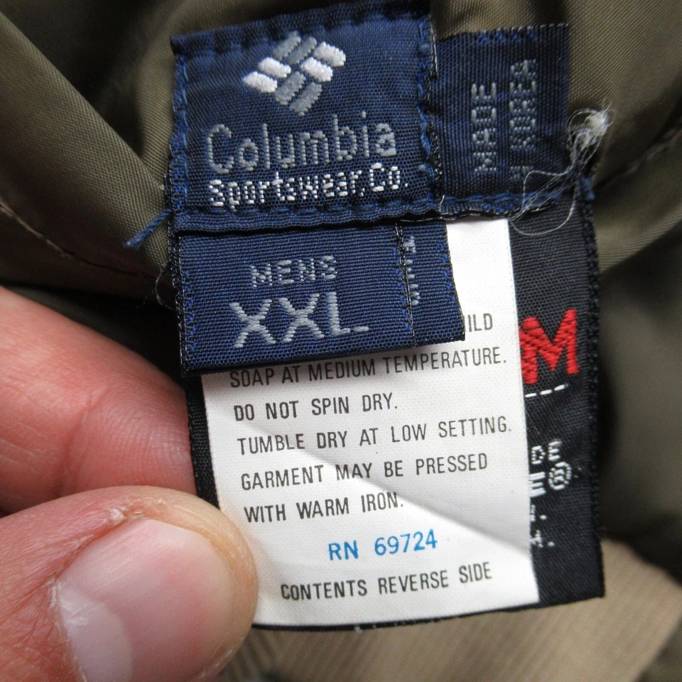 Columbia GoreTex Jacket Men XXL Green Camo Canvas Reversible Liner 3in1 USA VTG - Image 4 of 4