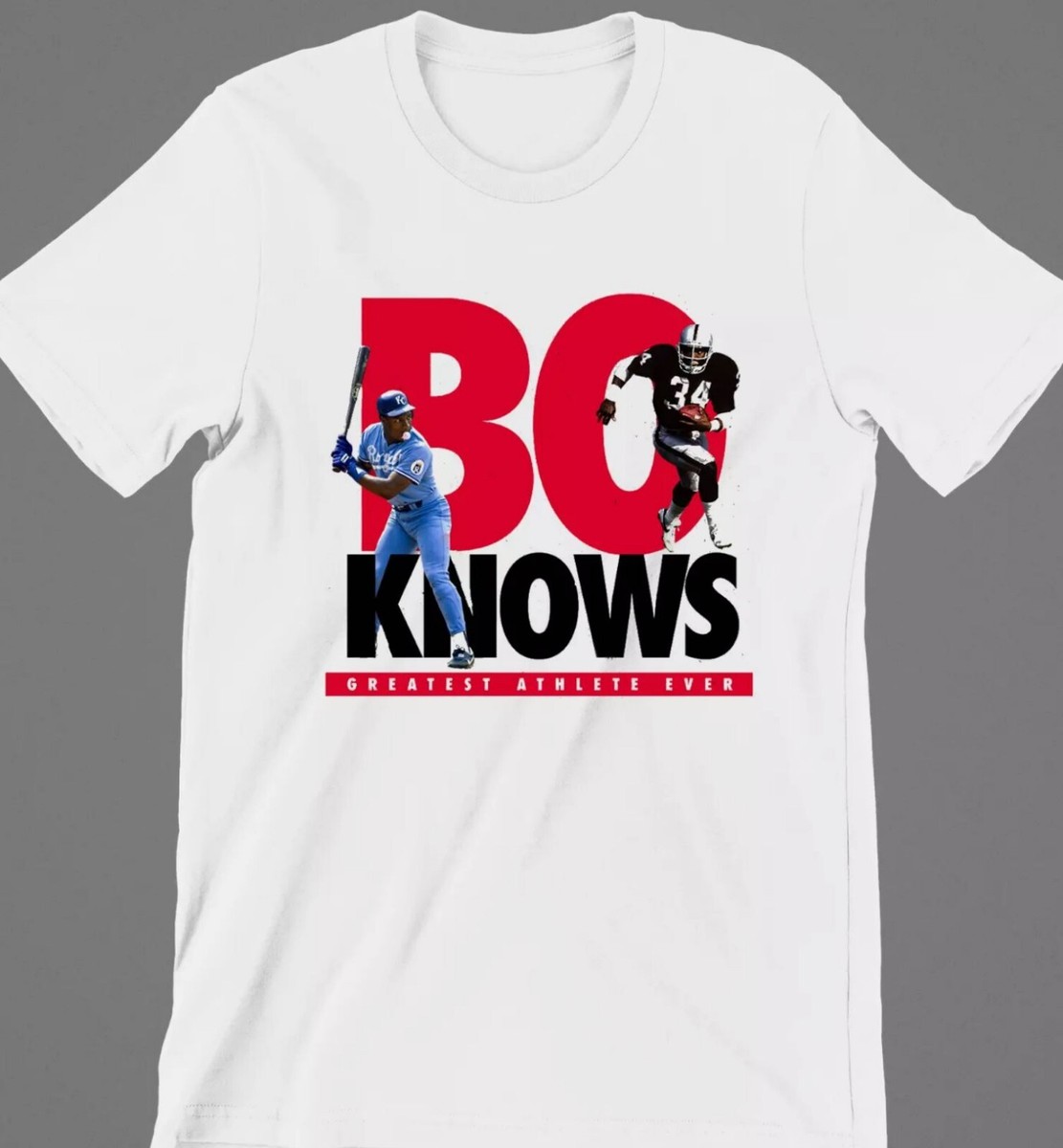 Bo Jackson Bo Knows Men T-shirt White Cotton Tee All Sizes S to