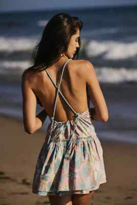 NWOT $128 Free People Deserted Island Cotton Halter Mini Dress XS | eBay