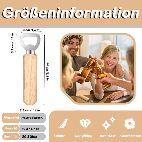 10stk Flaschenöffner Bieröffner Kapselheber mit Holzgriff 14cm Kronkorkenöffner - Bild 17 von 24