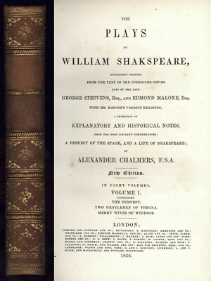 THE PLAYS OF WILLIAM SHAKESPEARE [Shakspeare]: Volume 11856 Chalmers Very Good