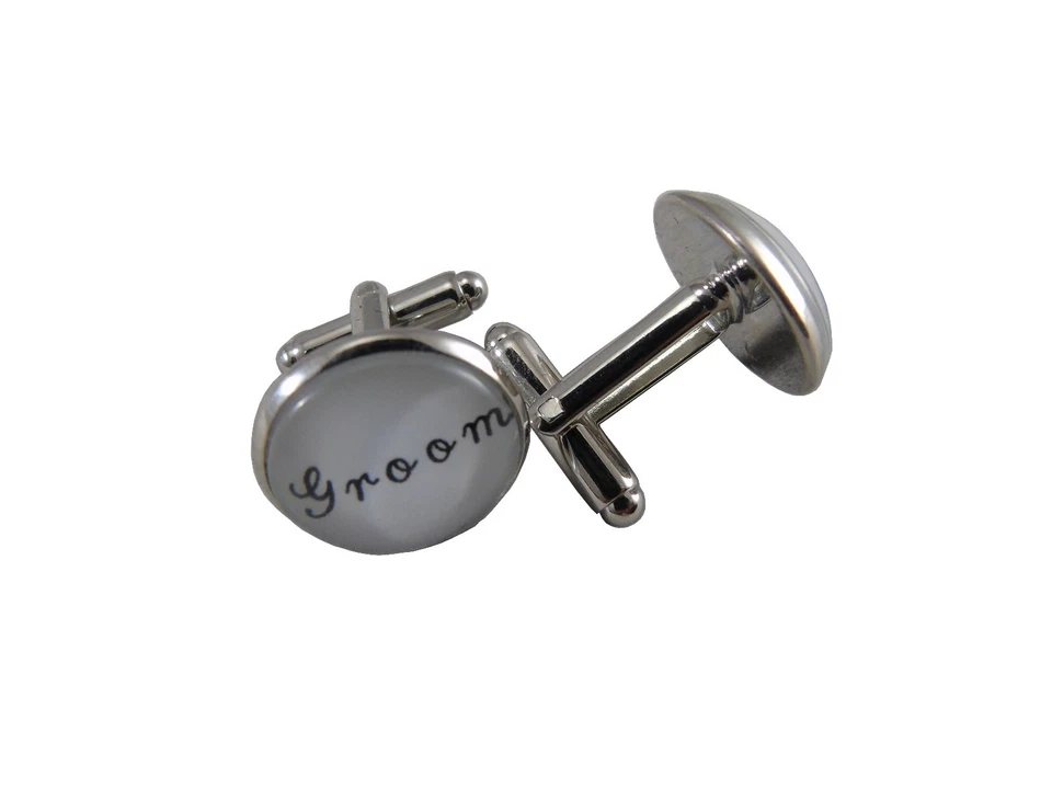Gemelos Plateados Grabados Personalizados Boda Gemelos Regalo Para Hombre Foto 3 de 4