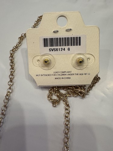 Mia Studio By Kim Min Sun Necklace Earrings Set Gold Tone Interlocking Rings - Picture 4 of 4