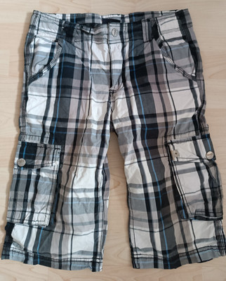* Multiblu Cargo Karo Bermuda Gr. 152 11 - 12 J. TOP Bund verstellbar Grau