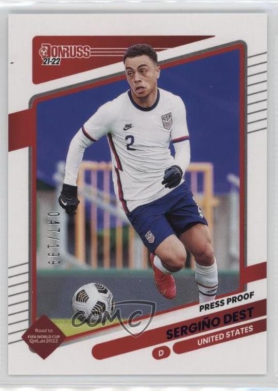 2021 Panini Donruss Road to Qatar Press Proof Purple /199 Sergino Dest #162 04y8