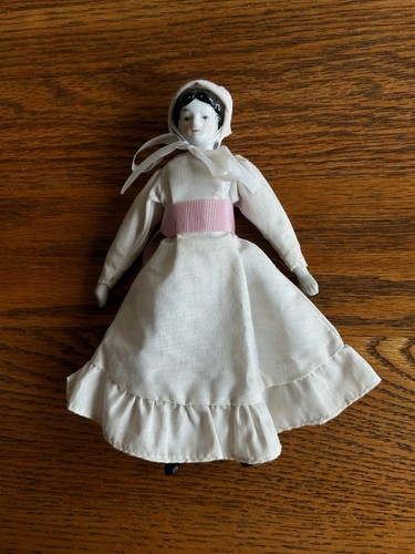 ANTIQUE GERMANY PORCELAIN CHINA HEAD DOLL SOFT BODY ORIGINAL OUTFIT 7 3/4" - Picture 9 of 16
