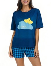 Womens Pajama Set Summer Short Sleeve Pjs with Pockets Soft Comfy Loungewear ...