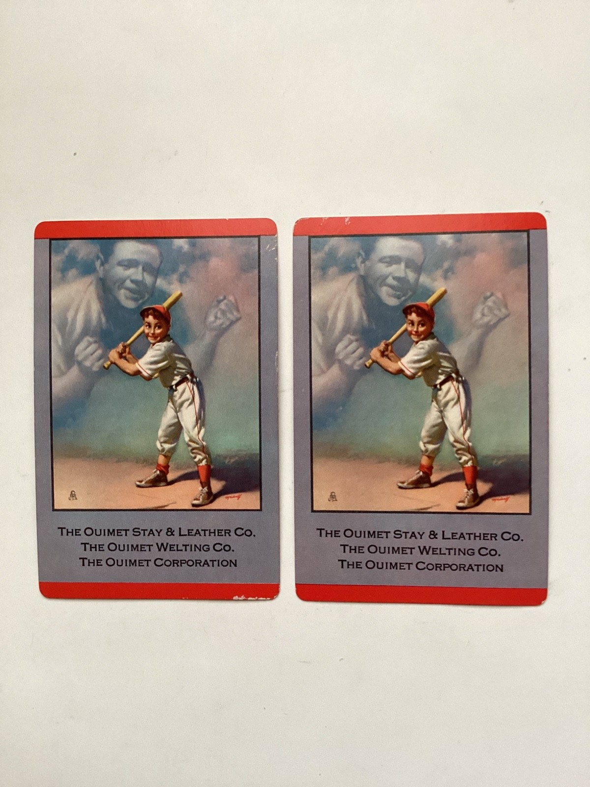 2 Vintage Baseball Playing Cards , Brown & Bigelow c.1953