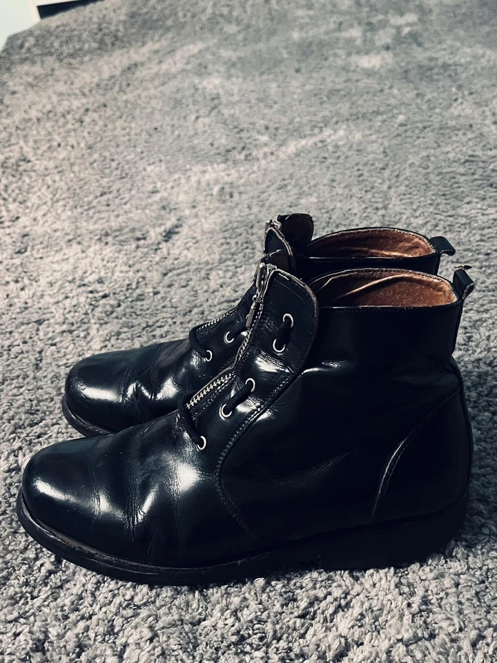 复古 Gianni Barbato Xenos 靴子女式 6 码皮革踝拉链意大利 80 年代 — 第 4/4 张图片