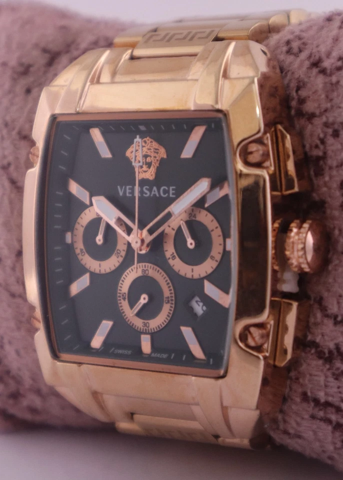 Reloj pulsera Versace de lujo de cuarzo para hombre cronógrafo esfera verde todo funcionando Foto 2 de 4