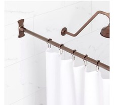 Signature Hardware 60" Straight Solid Brass Shower Rod - Oil Rubbed Bronze