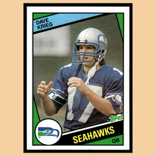 Dave Krieg Rookie #195 1984 Topps Seattle Seahawks Football Card NFL NM. rookie card picture