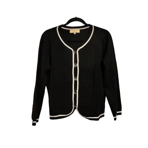 Jones New York black and white cardigan sweater M - Picture 8 of 13