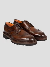 NEW SANTONI BROWN LEATHER DRESS SHOES US 10.5 - EU 43.5 - UK 9.5 (in the sole) 