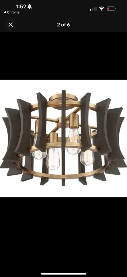 Pingente suspenso Quoizel Cordelia 4 luzes – Latão envelhecido (modelo QOP5196AB) CAIXA ABERTA - Imagem 3 de 4