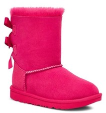 Ugg Bailey Bow II Shearling Suede Boot Berry Pink Toddler 130 New US Size 8