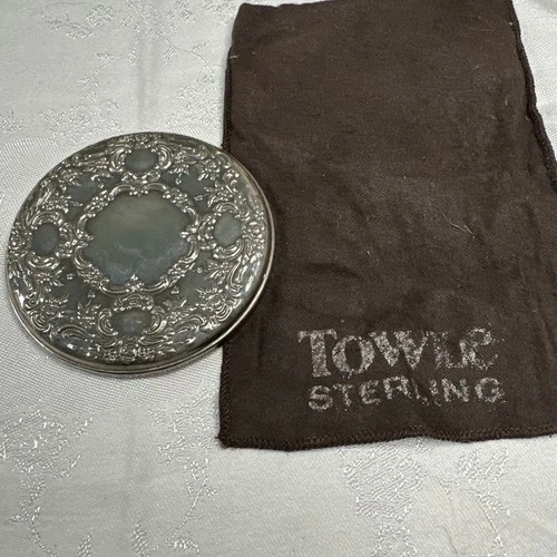 Towle Sterling Silver Old Master Compact Purse Hand Mirror 3"1/4 No Monogram
