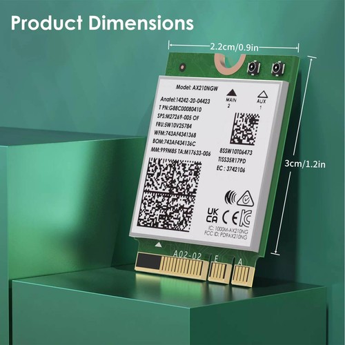 WiFi 6E AX5400 M.2 Module 2.4GHz: 574Mbps 5GHz: 2400Mbps 6GHz: 2400Mbps - Afbeelding 13 van 14