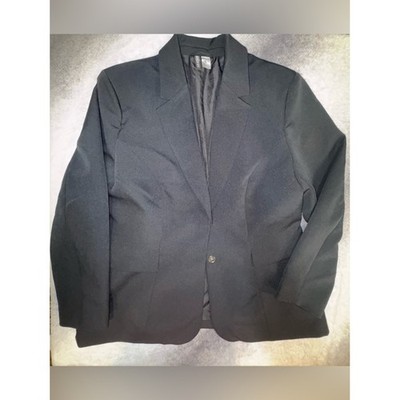 (A10) H&M Divided Women's Black Hidden Snap Blazer Jacket XL - Excellent Cond
