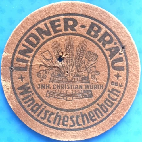 Old beer mat Lindner-Bräu Windischeschenbach around 1940-50