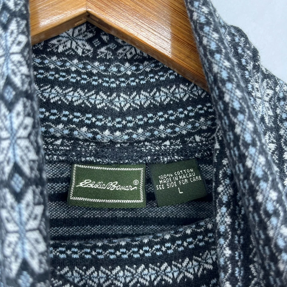 Camiseta Eddie Bauer Manga Larga Cuello Alto Para Mujer Talla L Gris Estampado Fair Isle Foto 4 de 4
