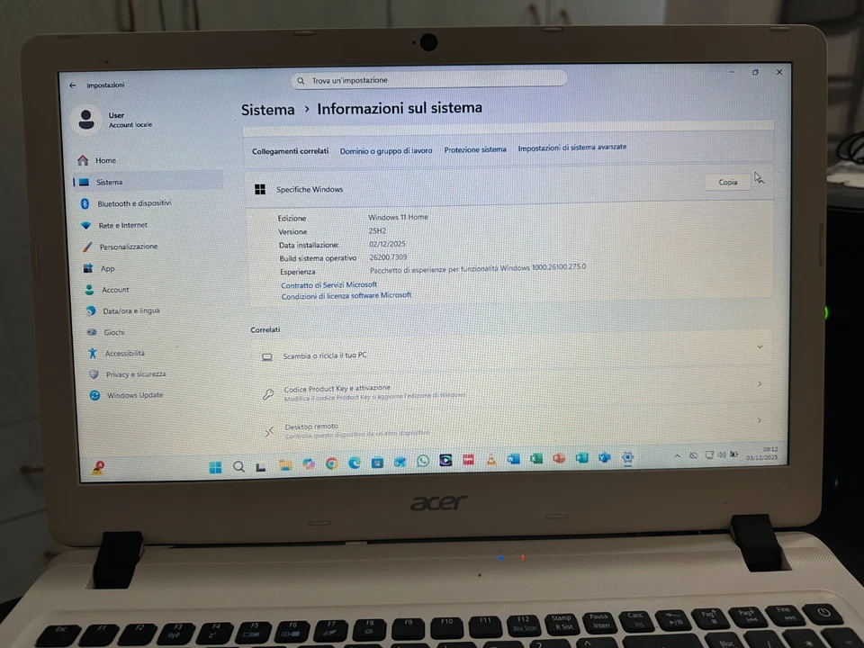 NOTEBOOK Acer Aspire ES1-523 - 24VX Intel Core i5-7200U 2,50GHz 8GB Ram - Immagine 4 di 4