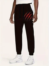  3D Claw Print Sweatpants with Drawstring & Pockets