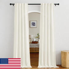 NICETOWN Faux Linen Sheer Curtains 80" Length for Doorway Rod Pocket Back Tab