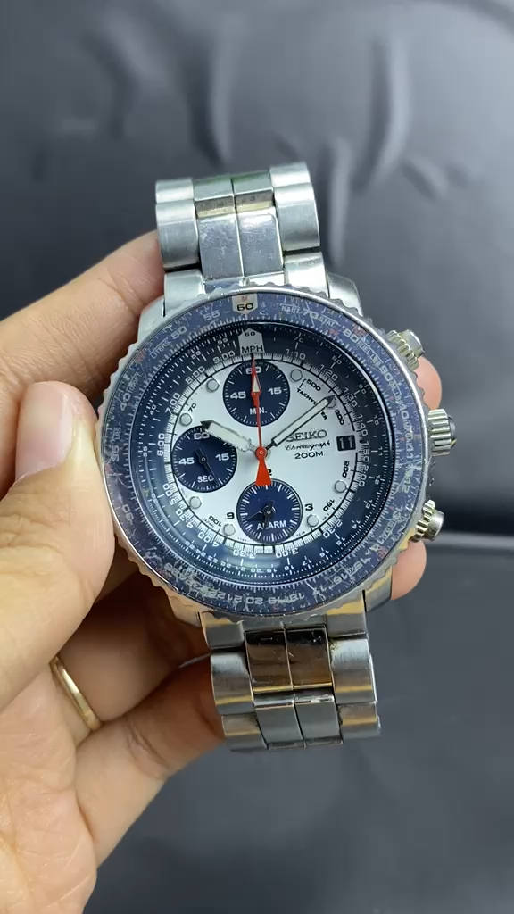 T*M様 逆輸入「SEIKO Flightmaster」SNA413 RARE Seiko Flightmaster SNA413 Chronograph White Dial Panda Pilot
