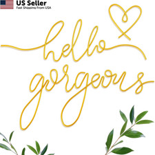 Hicarer Metal Hello Gorgeous Wall Art Minimalist Decor for 11.81 inches, Gold