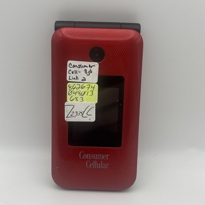 #ad Consumer Cellular Link II Link 2 Z2335CC 8GB Red 4G LTE Flip Phone TESTED $49.99